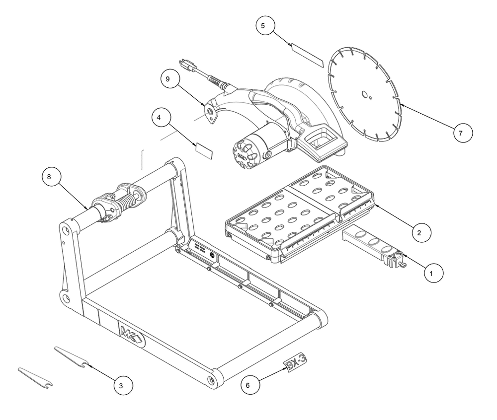 Section 01 Diagram and Parts List for BX-3 157721X MK Diamond Concrete Saw